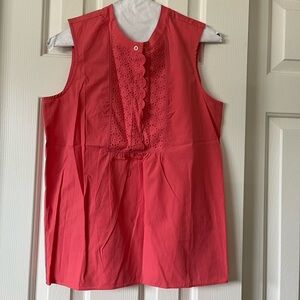 J Crew XXS coral popover tank, NWT